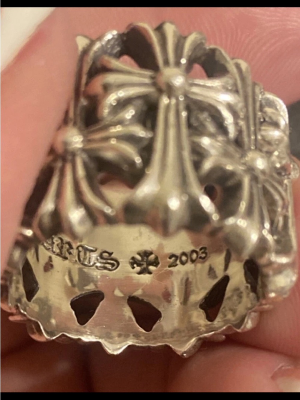 Chrome Hearts Silver Fleur Cross Statement Ring